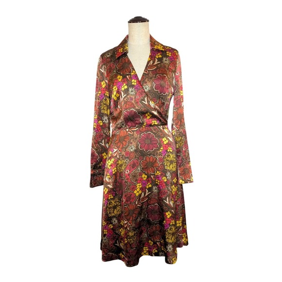 Vintage Lilly Pulitzer Silk Dress Brown Floral Paisley Knee Length Size 2 - Picture 4 of 10